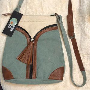 Mona-B handbag, upcycled, re-milled cool crossbody bag, NWT, check this out!